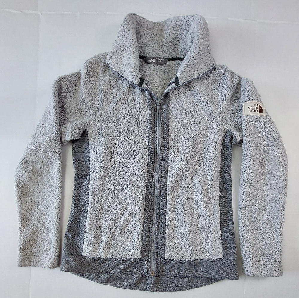 The North Face Jacket Womens Size Small 2 Toned Gray Fleece Zip Pockets Full Zip